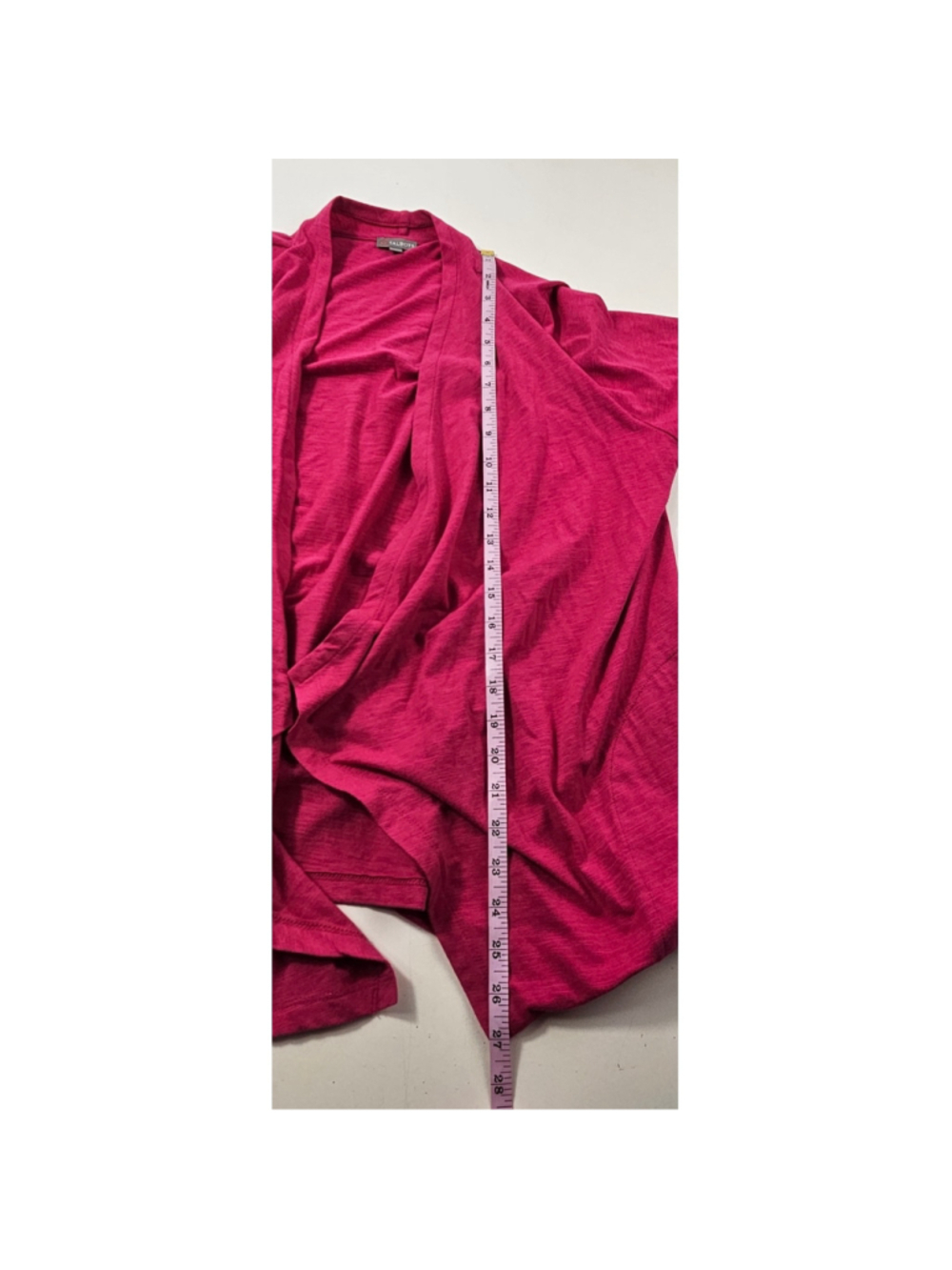 Talbots Hot Pink Open Front Cardigan Roll Tab Sleeve Lightweight sz L career EUC - Picture 8 of 8